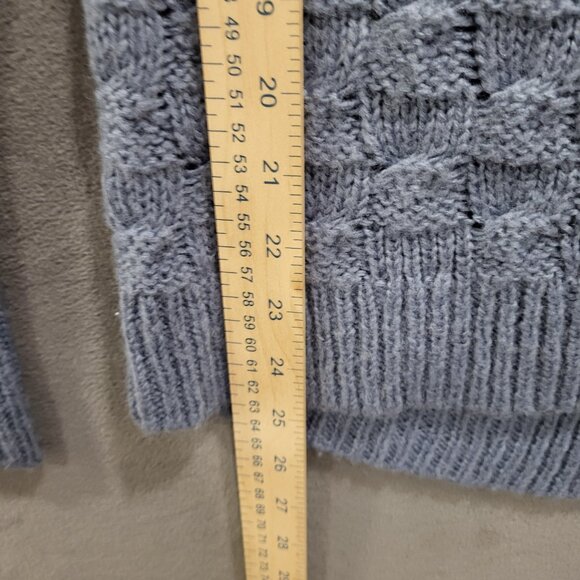 Ann Taylor Sweater Womens Blue Wool Blend Basketweave Size Medium Long Sleeve - Picture 6 of 6